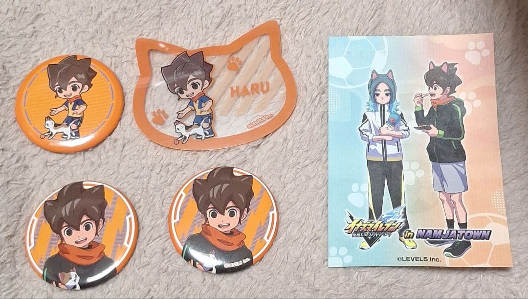イナズマイレブンまねきねこコラボ円堂ハル缶バッジ猫型クリアカード