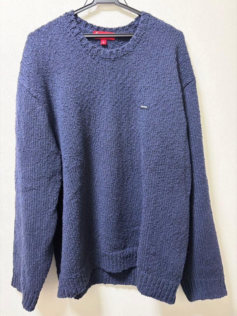 Supreme Bouclé Small Box Sweater Navy L Textured Small Box Sweater | Supreme 20fw