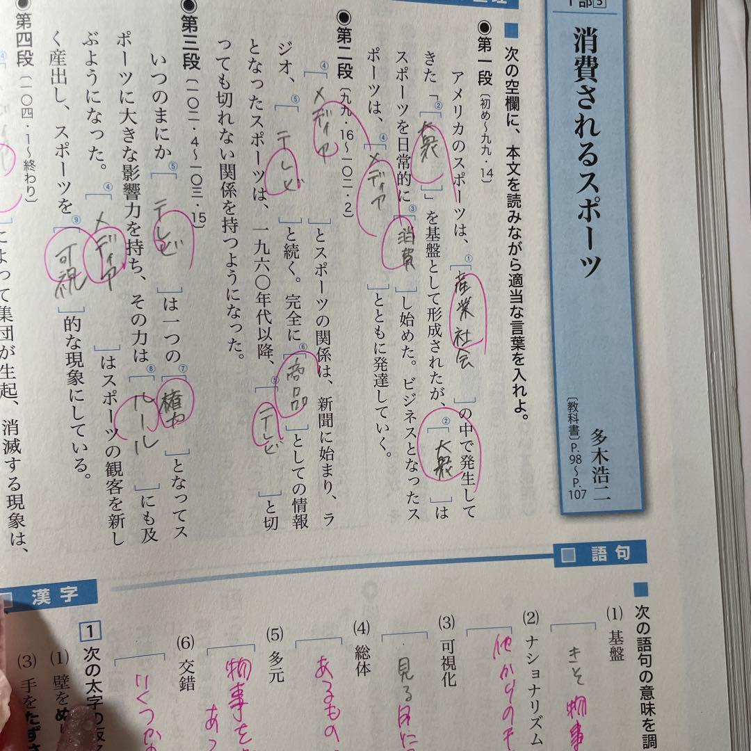 精選論理国語 学習課題ノート 東京書籍 教科書 現代文 解答 解説編
