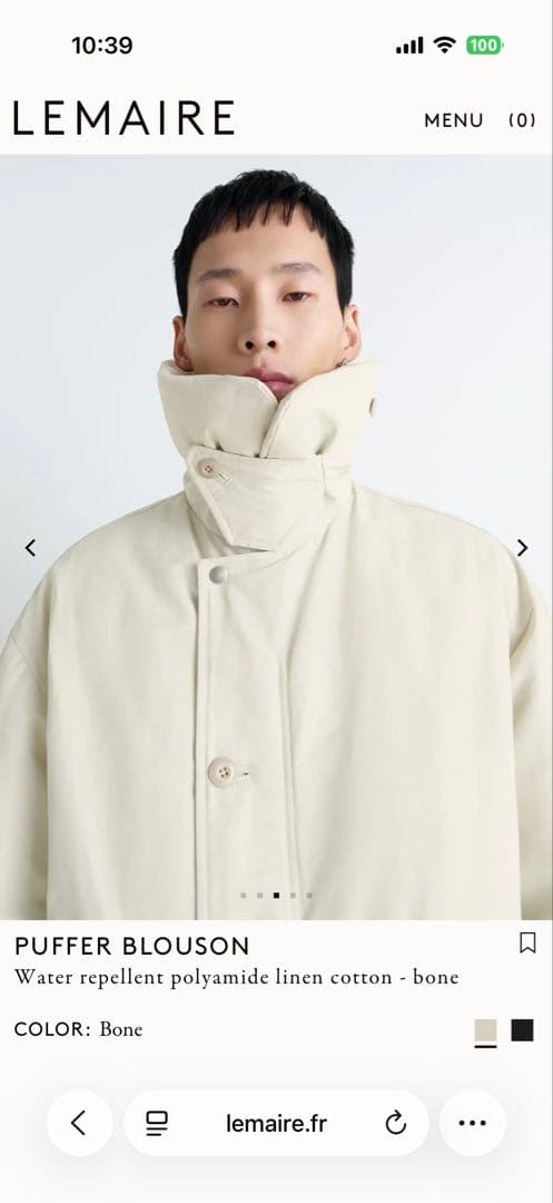 今日までの出品です LEMAIRE 25A/W PUFFER BLOUSON - メルカリ