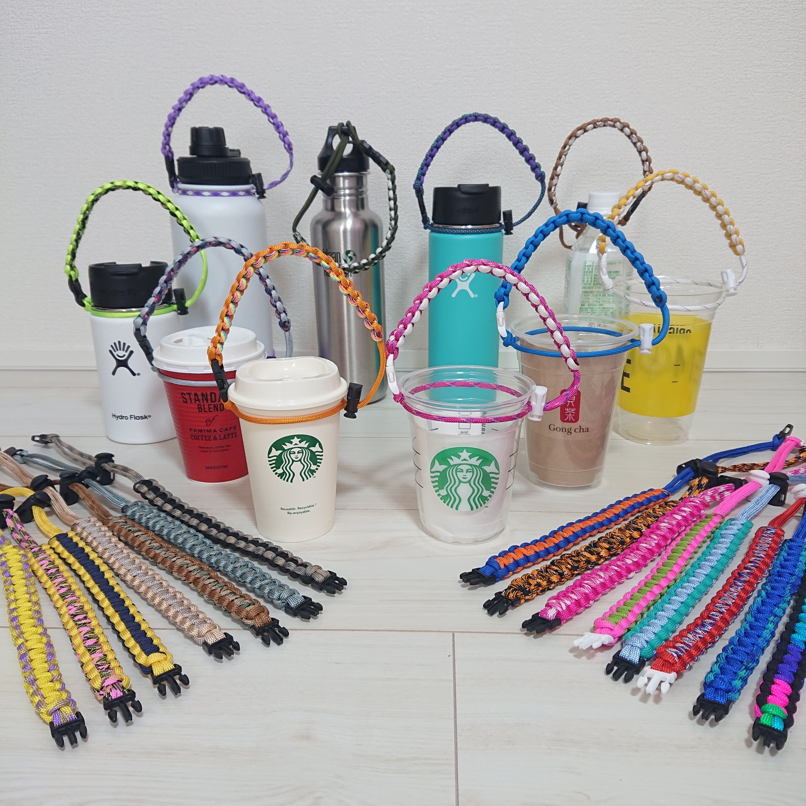 全25色 パラコード ドリンクホルダー ☆ ボトルホルダー マグホルダー