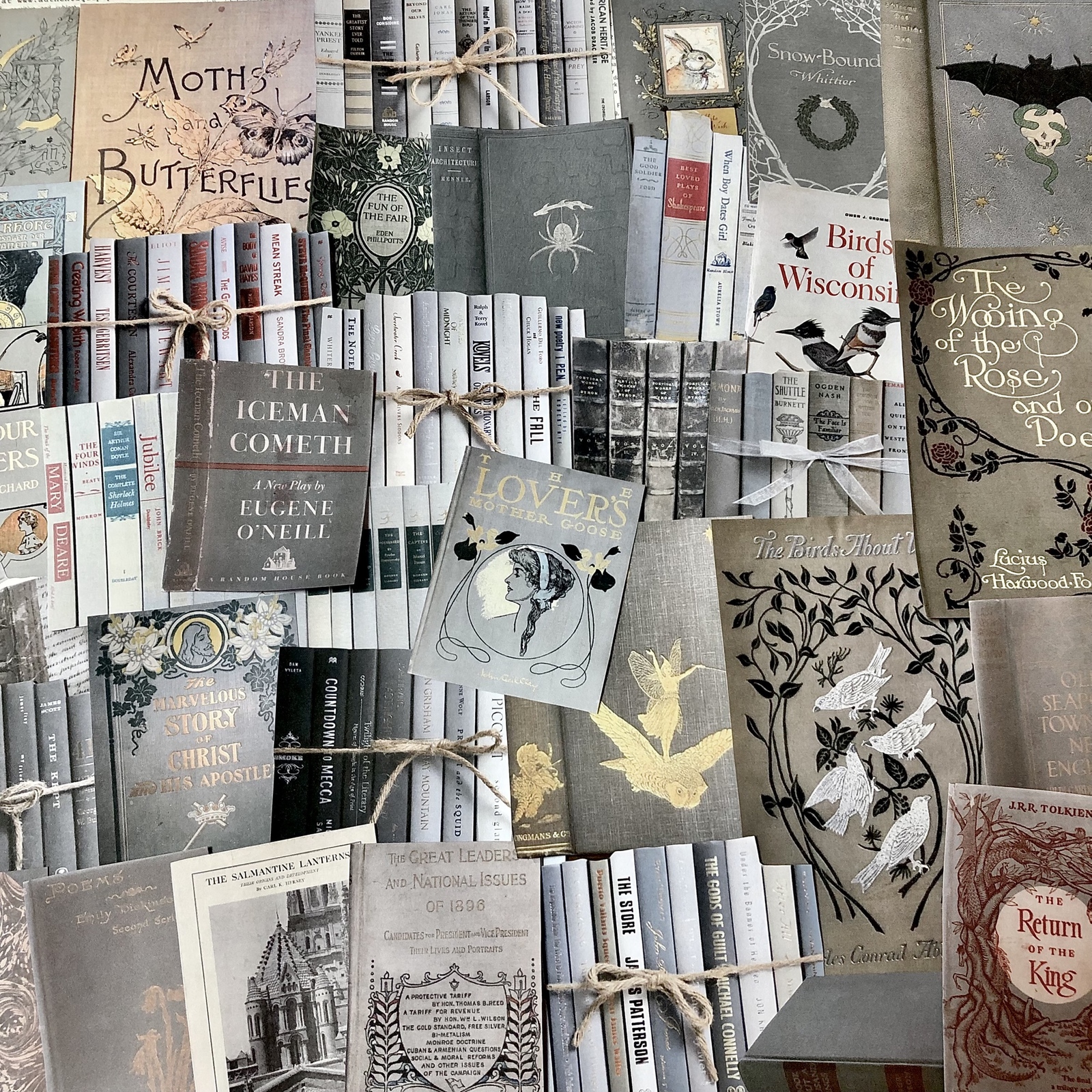 再販×19)アンティークブック(gray)紙ものセット＊コラージュ素材