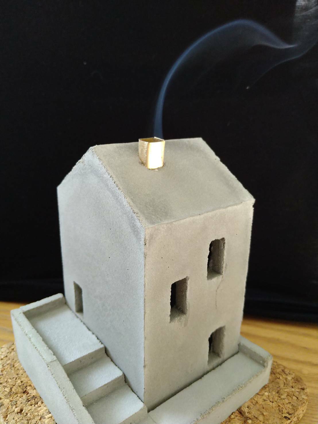 香炉 お家型線香立てL モルタル セメント製 おしゃれ雑貨 - MORTAR