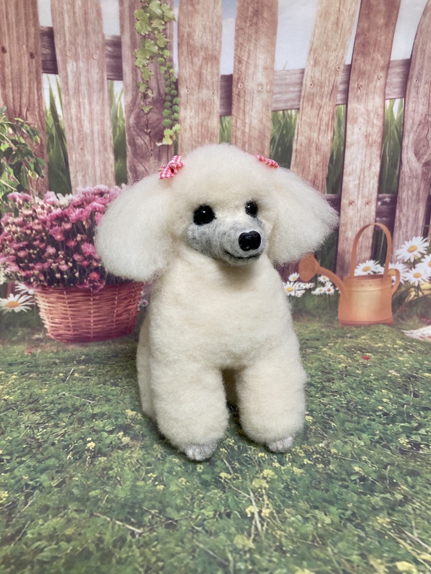 羊毛フェルト トイプードル ホワイト ラムクリップ♪ - mokomi felt