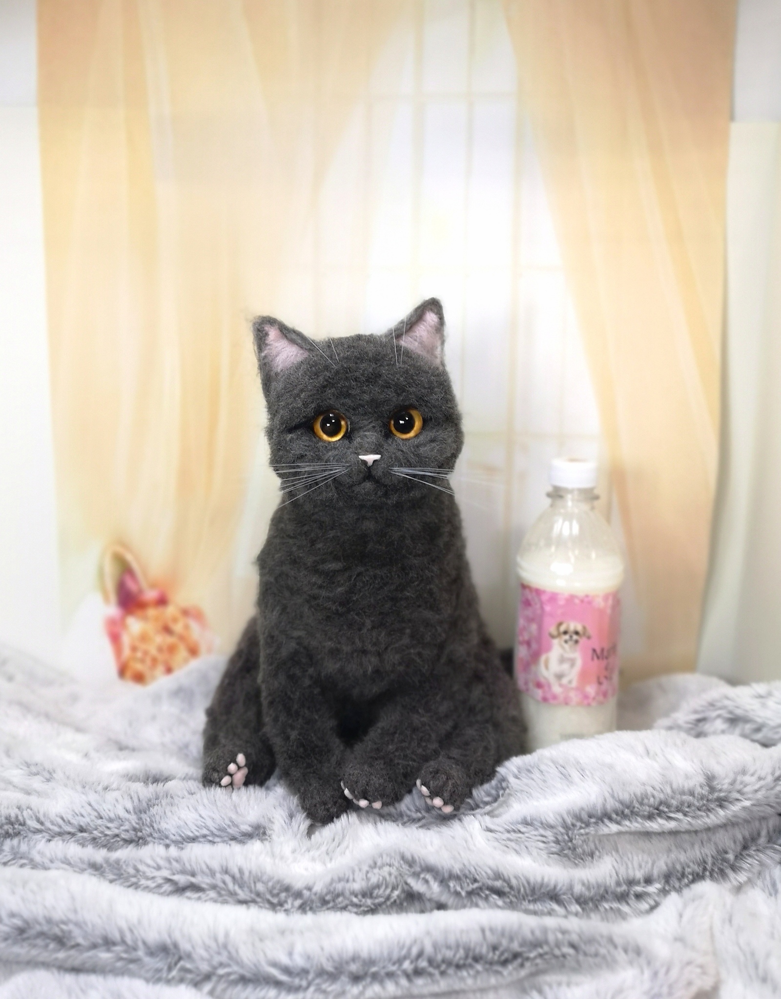 ☆羊毛フェルトグレーマンチカン☆猫 ハンドメイド ねこ ネコ フェルト