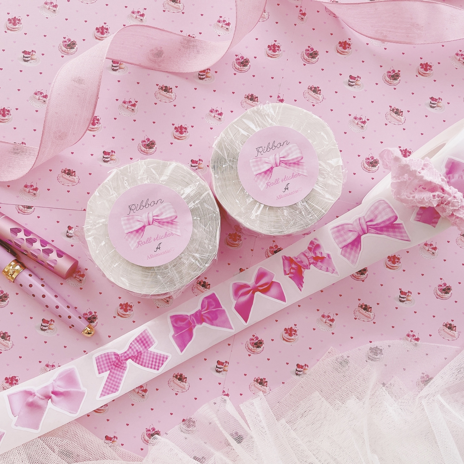 aromantic♡リボン♡ロールシール♡新品♡2セット リボンロールシール