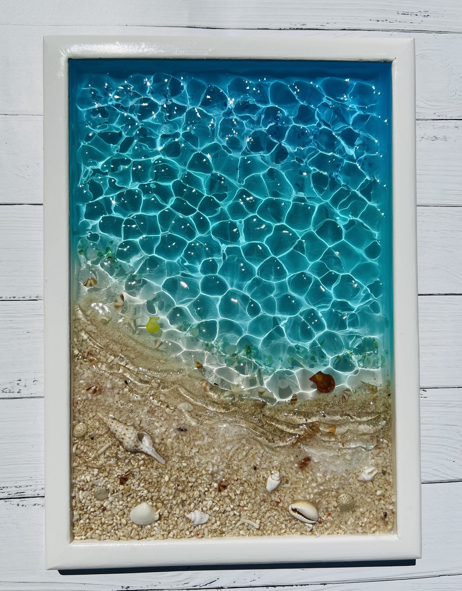 海の波紋 レジンアート 水面 水紋 砂浜 beach sea ブルー