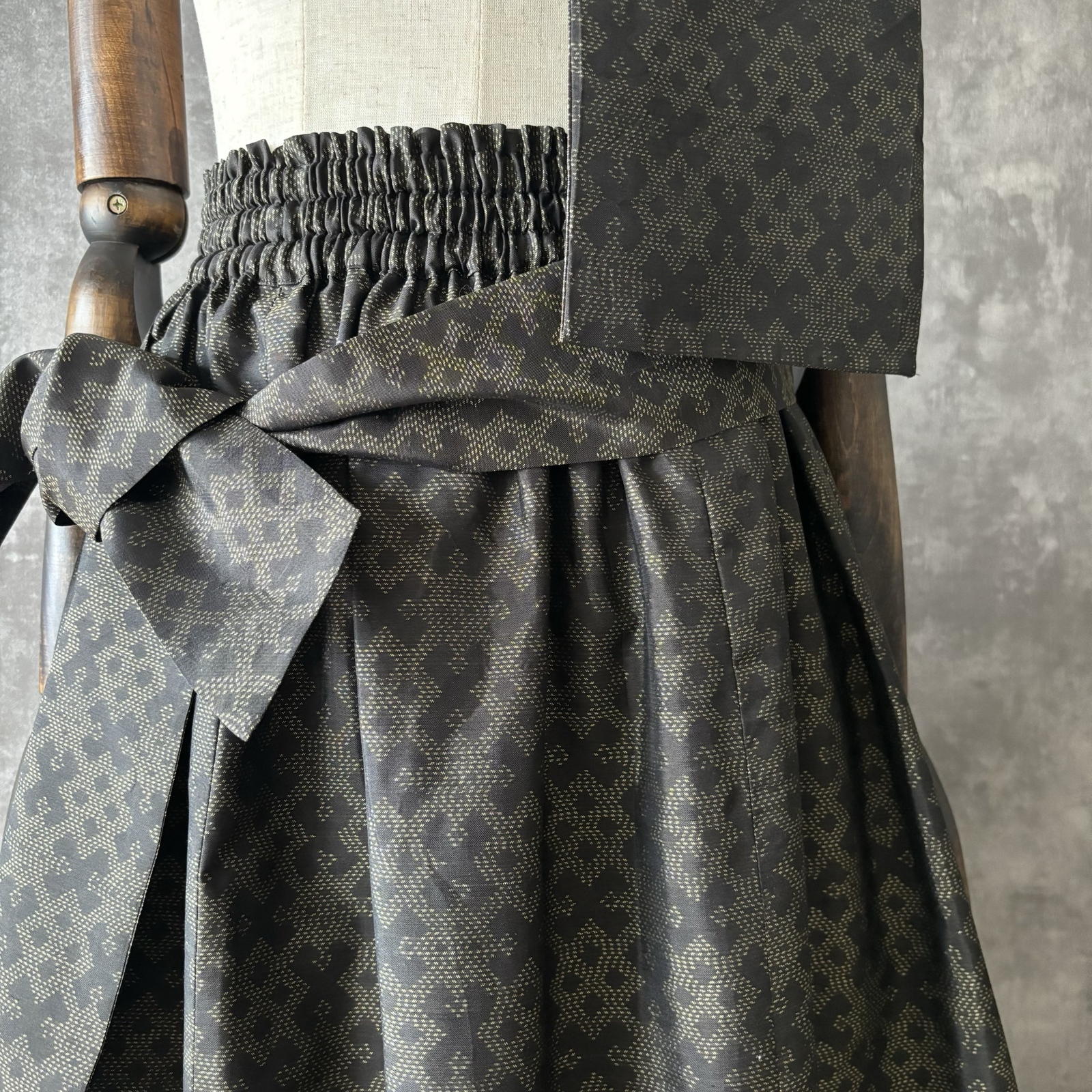 一点モノ】大島紬 着物リメイク ギャザー スカート & ストール 〜 四季