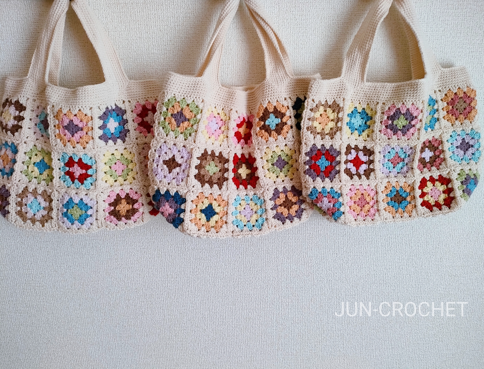 グラニースクエアモチーフバッグ*カラフル/手編みバッグ - JUN