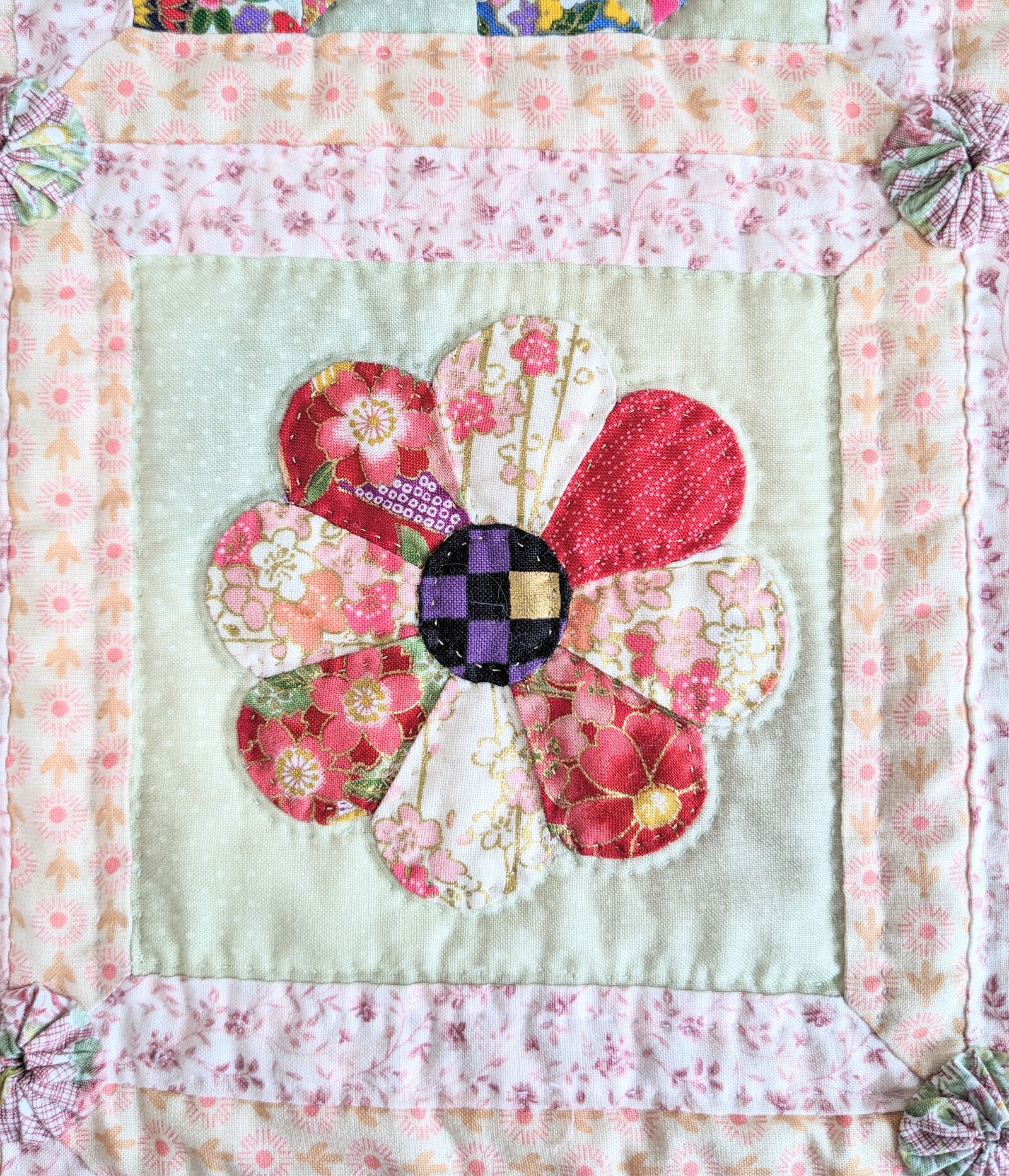 春をお届けします☆かわいい和風のパッチワークキルトタペストリー