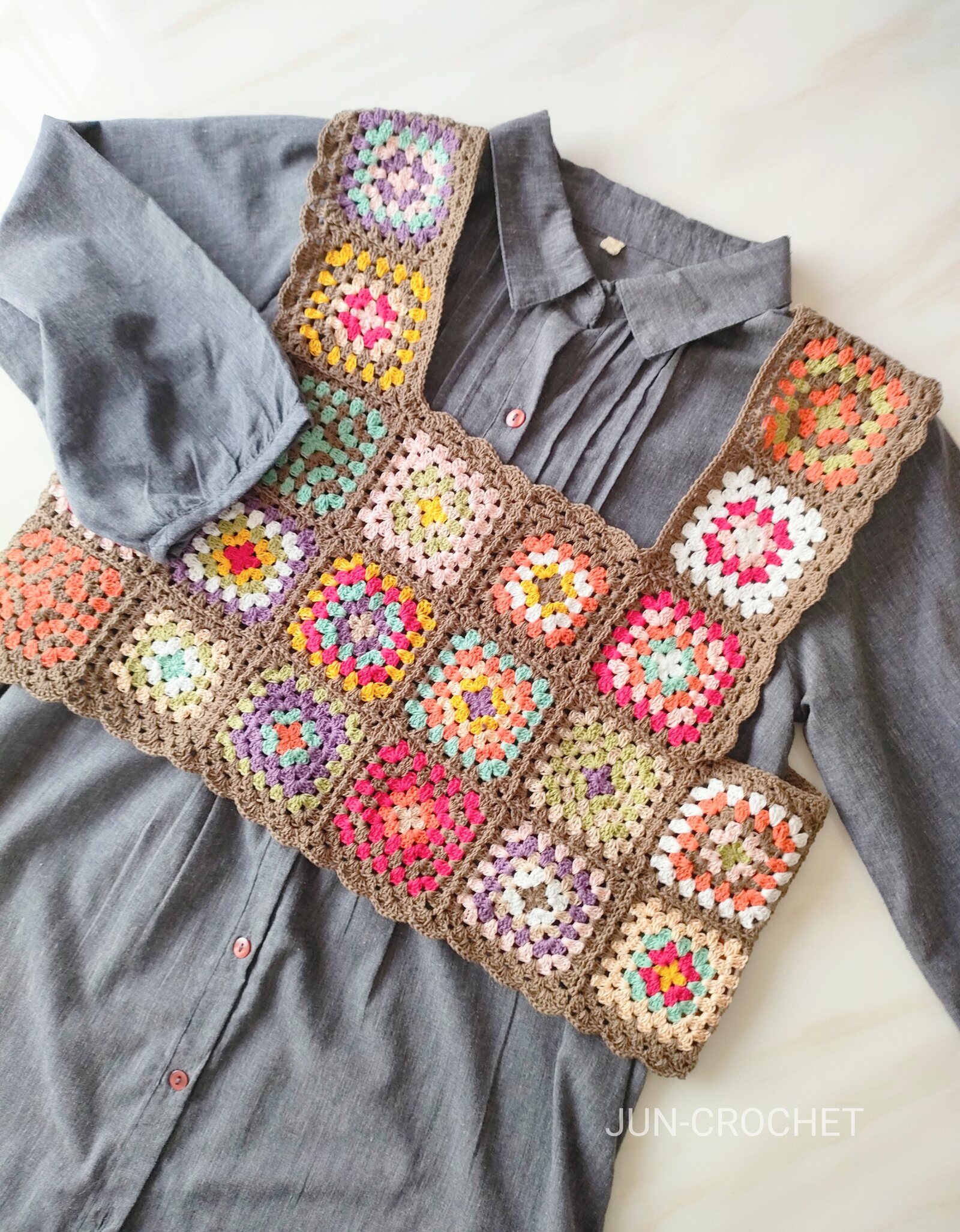 ブランケット*モヘア／ひざ掛け／=グラニースクエア - JUN-CROCHET'S