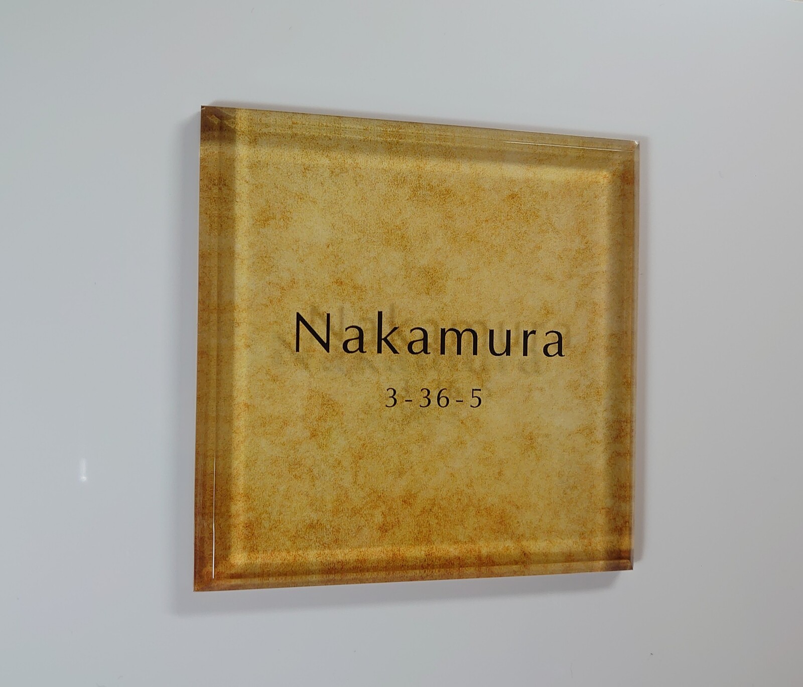 屋外対応】アルコールインクアート背景のアクリル表札＊透明4辺45度