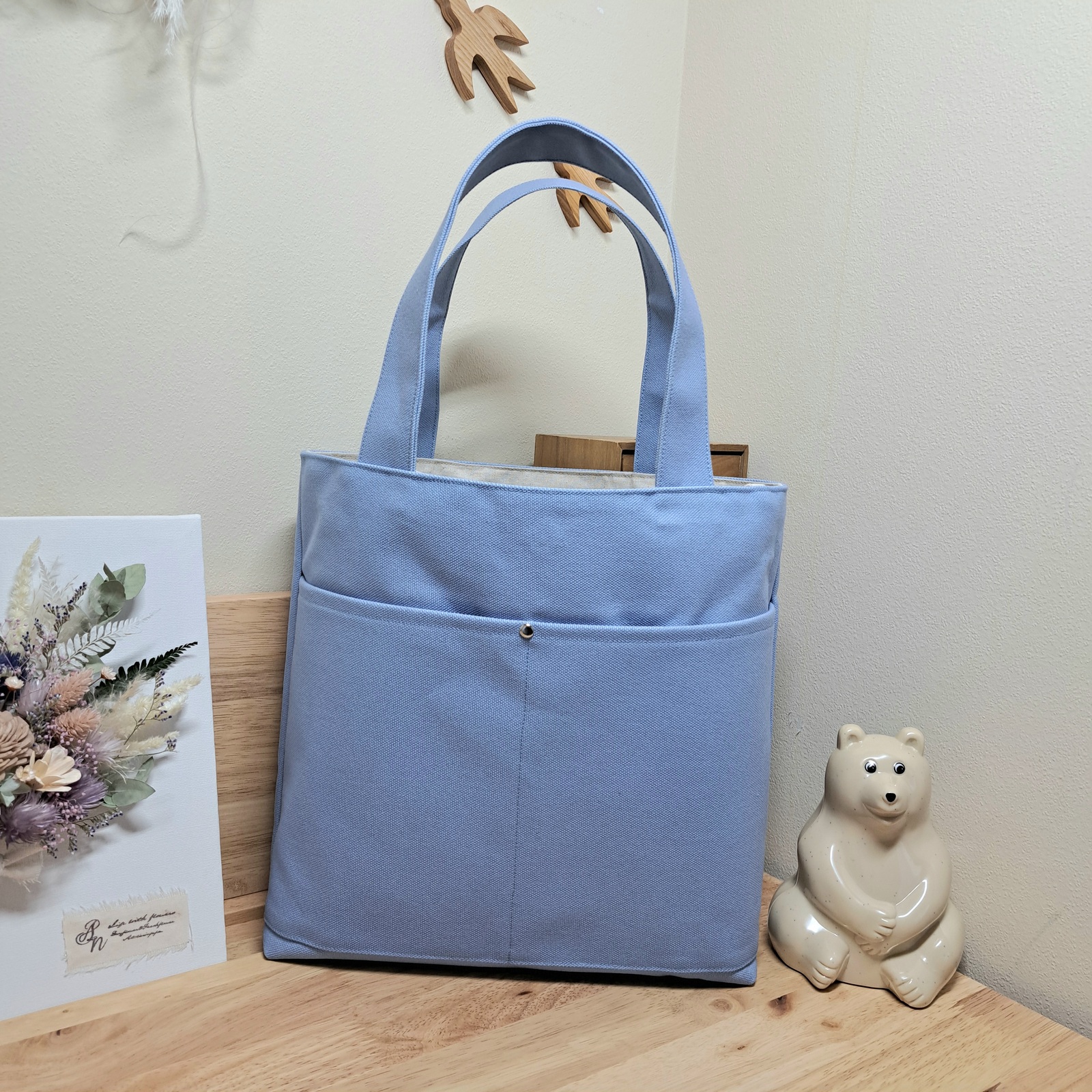 柴はち☆]8号/11号×倉敷帆布×8番糸 玉縁ラウンドトートL(黒/金) 柴はち