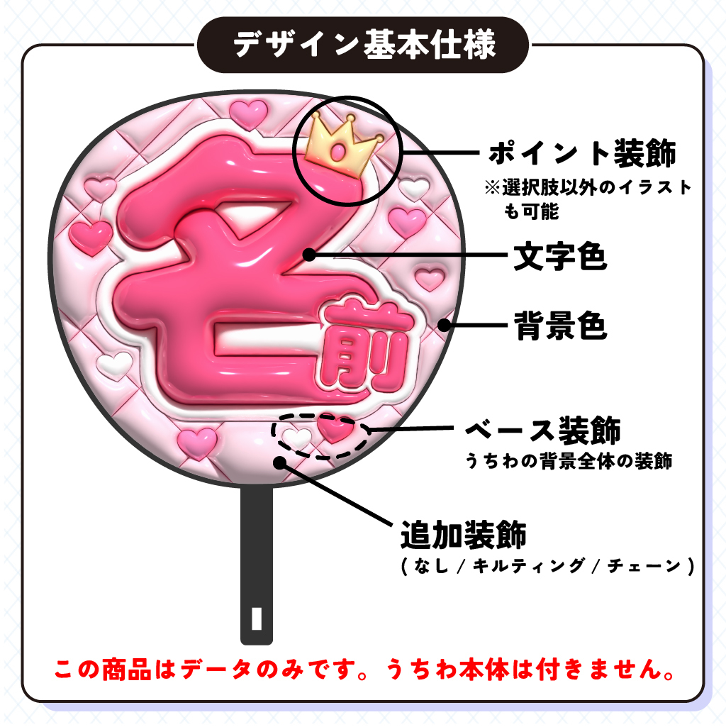 ぷっくり名前うちわセミオーダー】データ販売 - Puffy Uchiwa | minne
