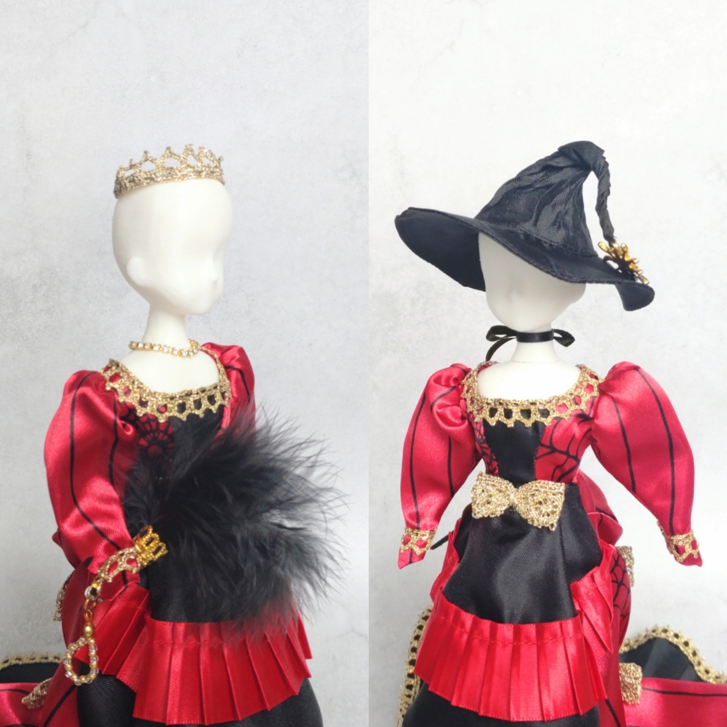 22cmドールドレス 赤×黒 蜘蛛の魔女のバッスルドレス - Ms.Hans'S