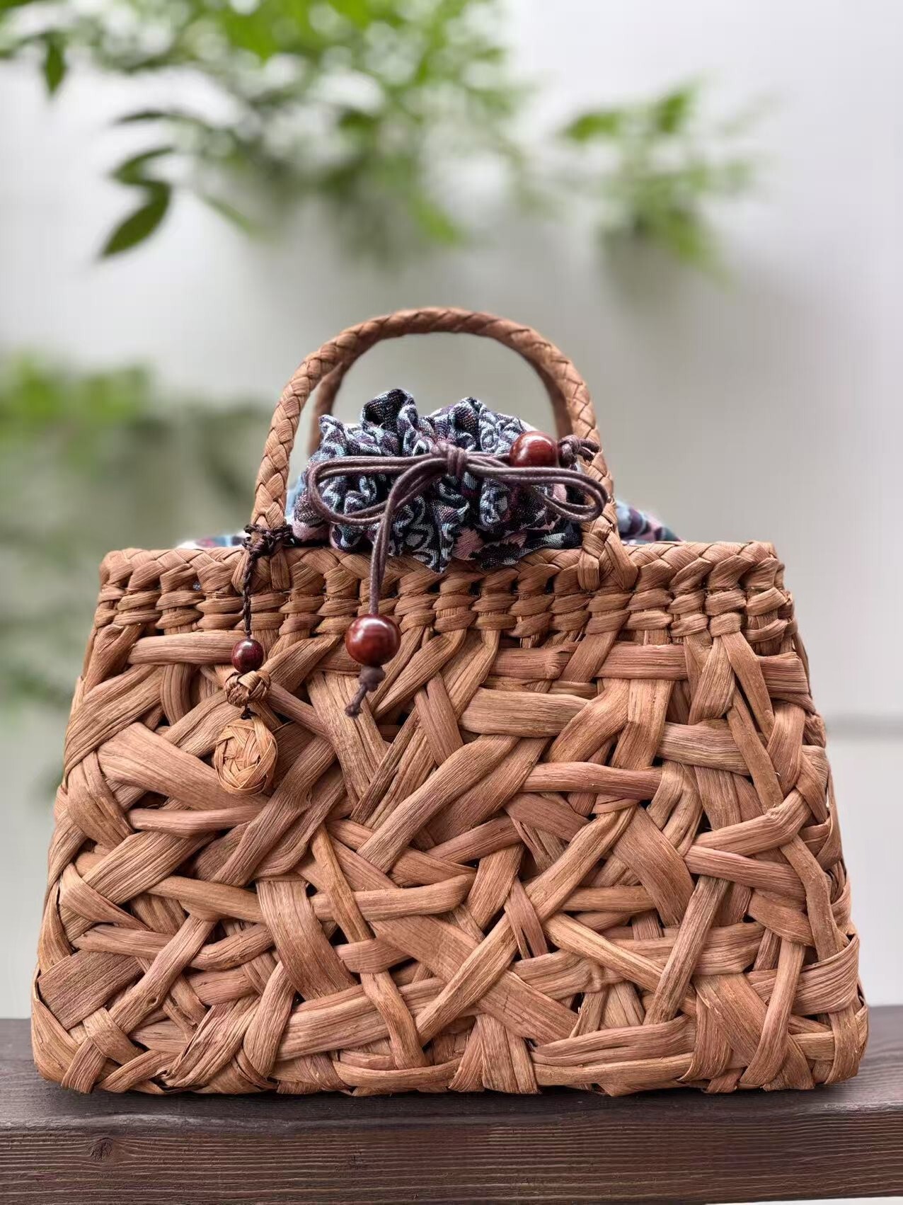 山葡萄 山葡萄かごバッグ 手作り 山葡萄籠バッグ 乱れ編み、花編み 内