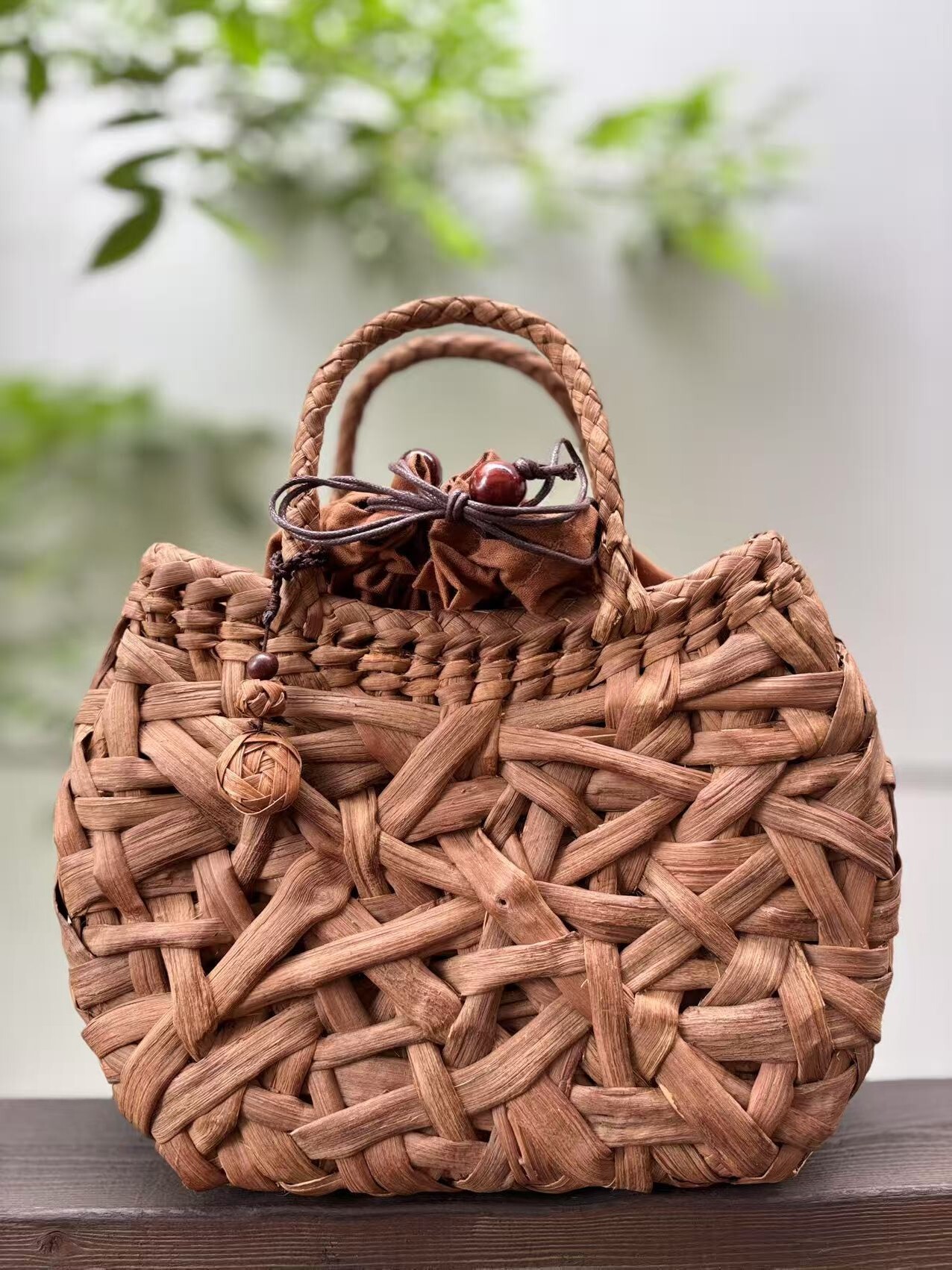 山葡萄かごバッグ 手作り 山葡萄籠バッグ 網代編み 定番 内布あり