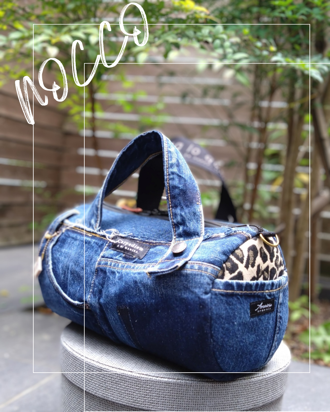 No182【DENIM✖️ボストンBAG❤️】ドラム缶型バッグ デニムリメイク