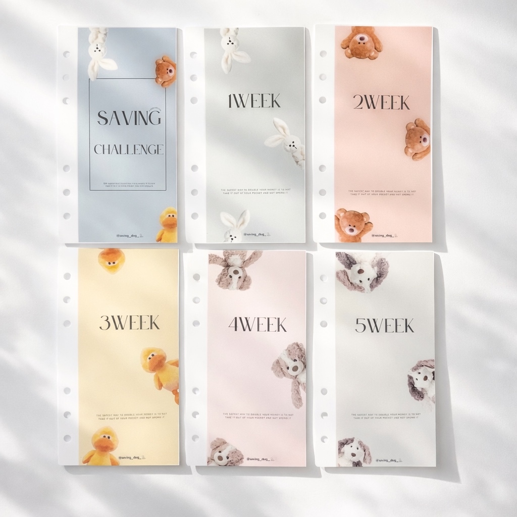 韓国で大人気！savingリフィル 貯金チャレンジ 1週間ごと ブルー