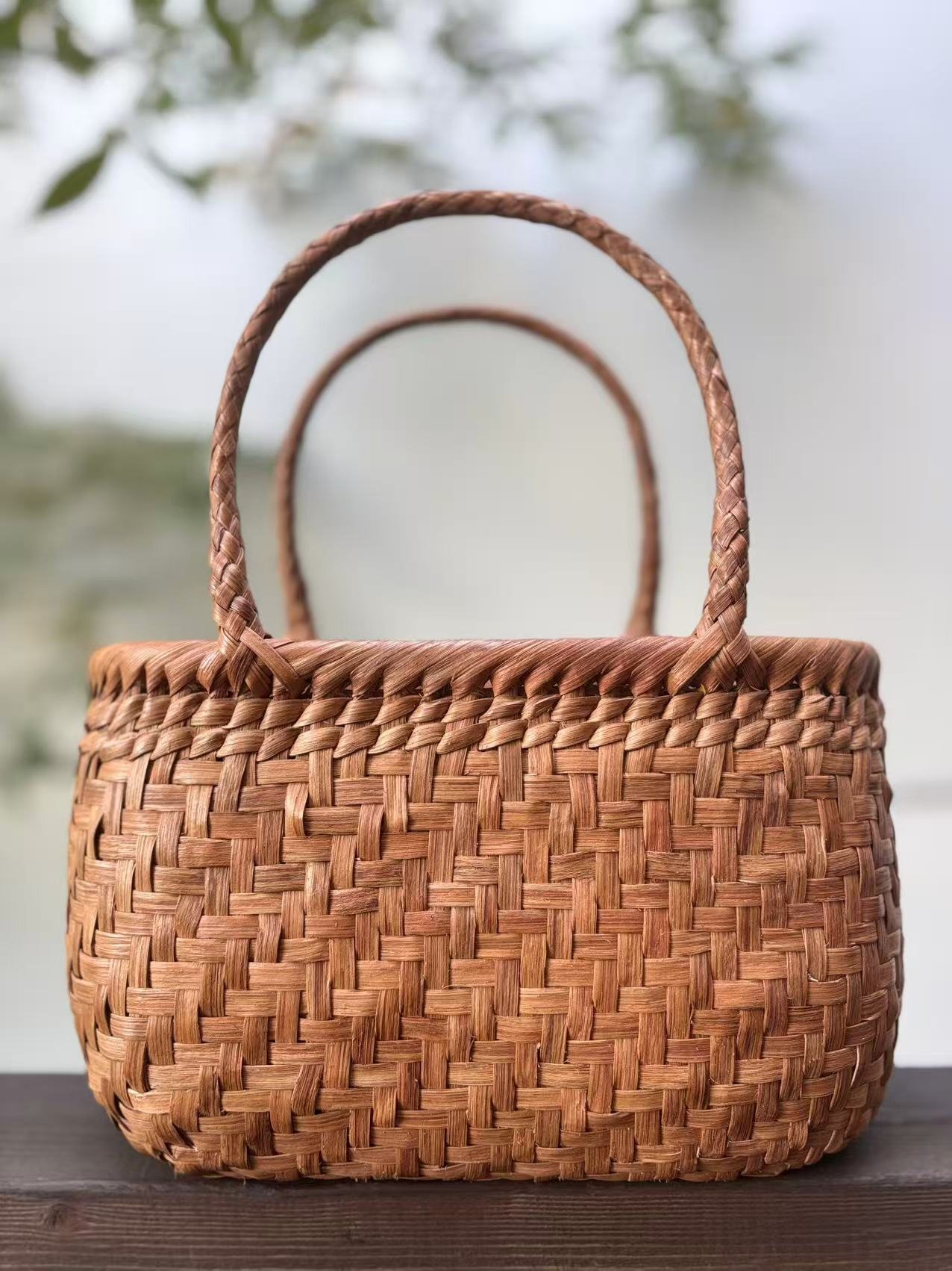 山葡萄 山葡萄かごバッグ 手作り 山葡萄籠バッグ 網代編み 内布あり