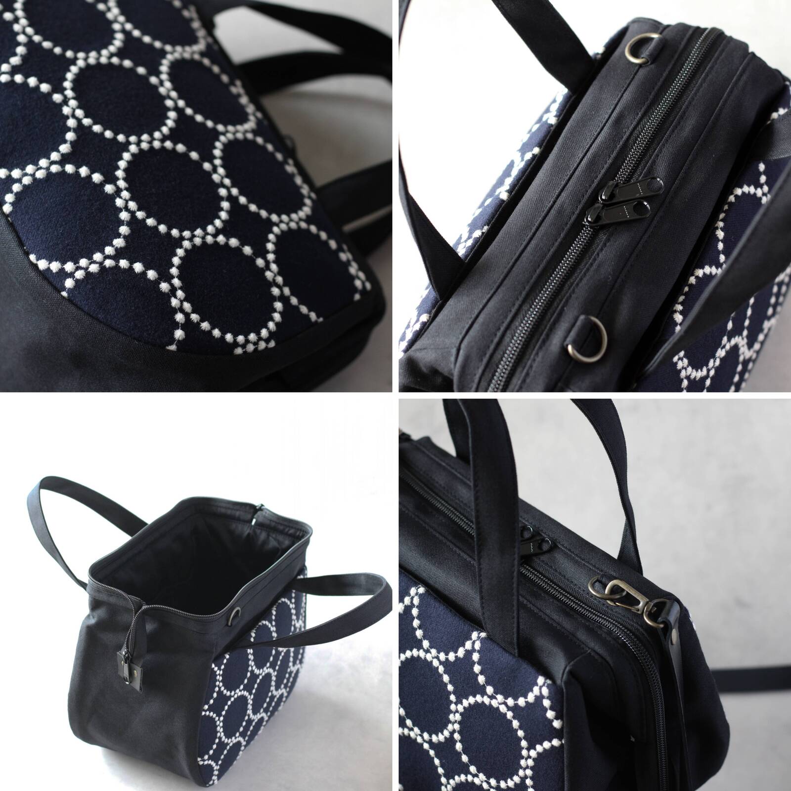 ミナペルホネン生地｜tambourineの2wayぽってりボストン 倉敷帆布使用