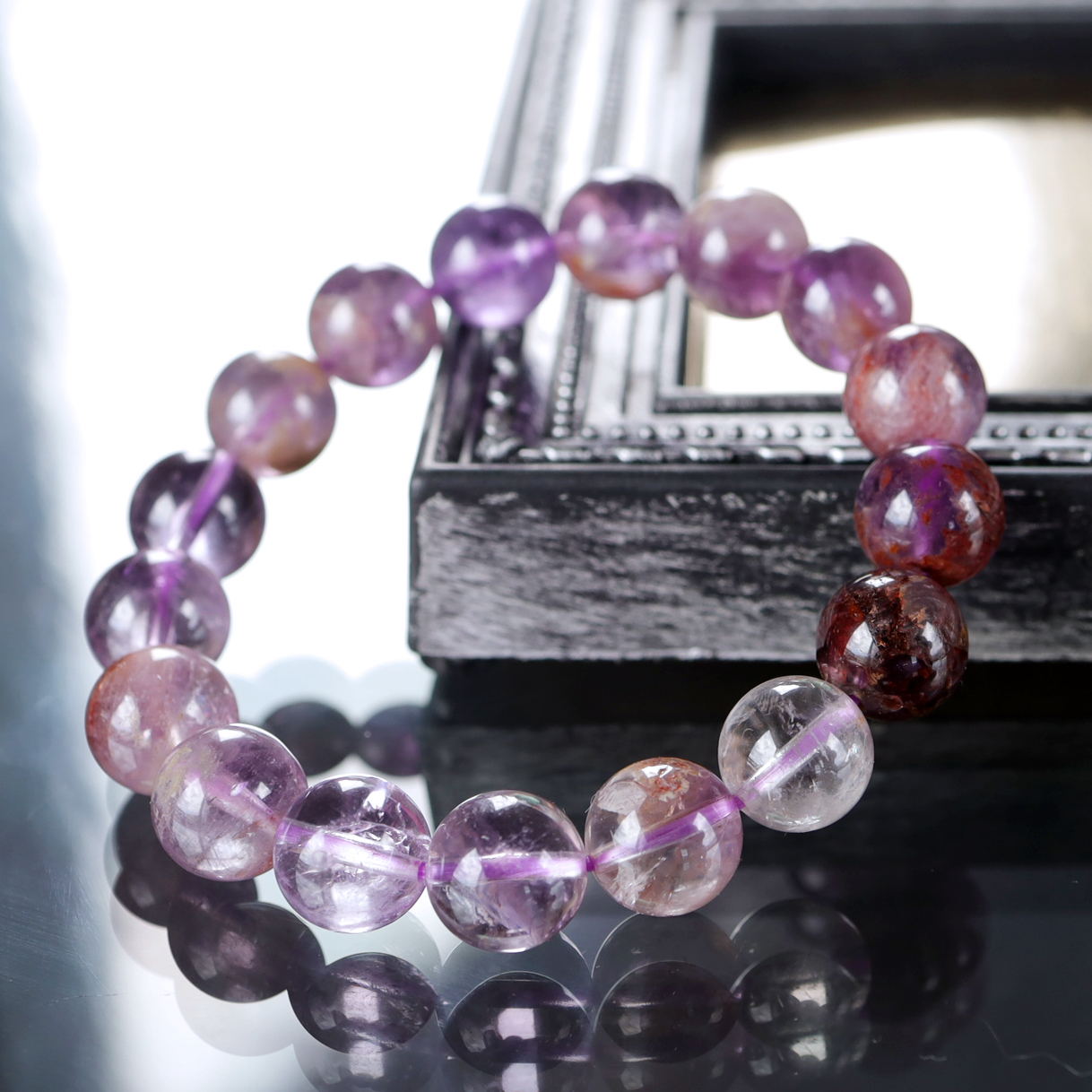 煌めく大玉シトリンとモリオン（黒水晶）の 燦燦と輝く 天然石