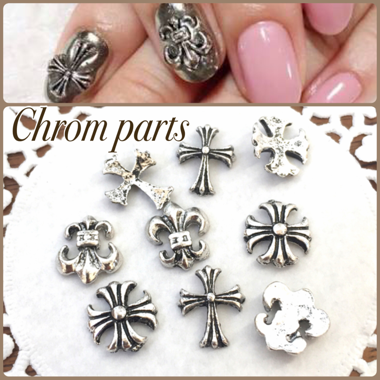 ネイル パーツ クロムパーツ 9個セット シルバー - MINNEHONEY'S