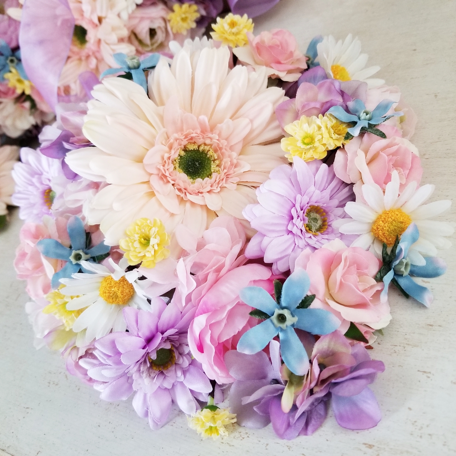 ラプンツェル風リースブーケ&ブートニア&ヘッドドレスパーツ3点セット