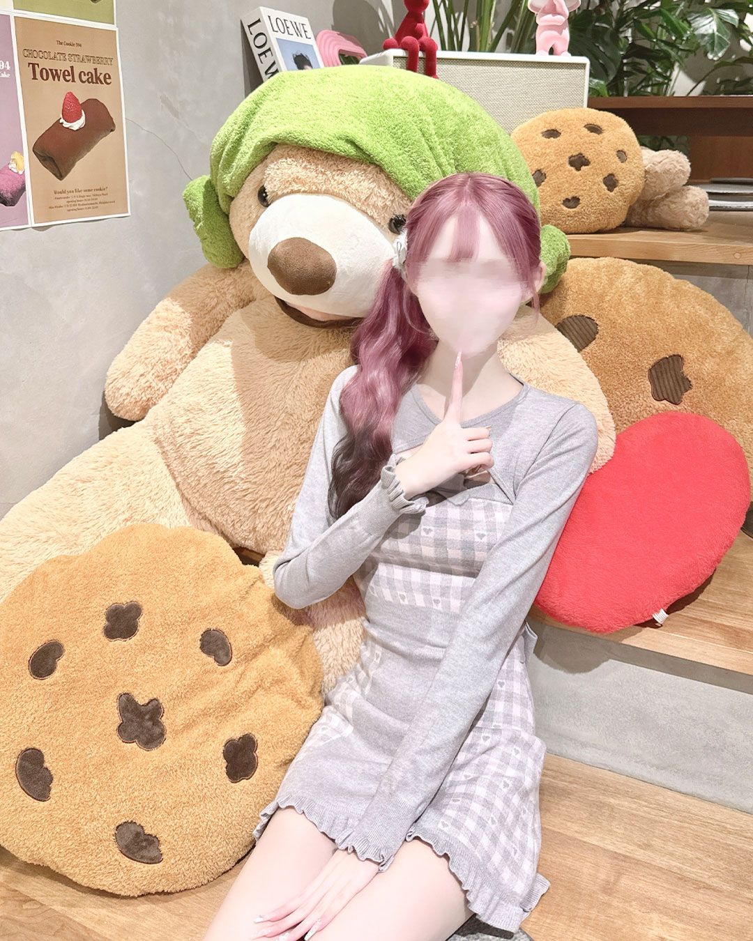 バックリボン×ギンガムハートアンサンブルワンピース グレー