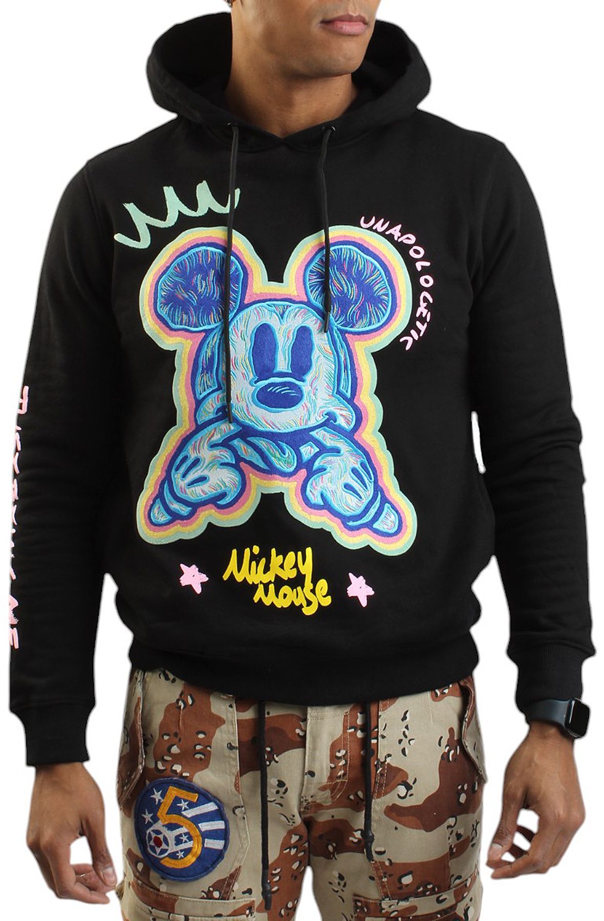 MAXIMA Men's Mickey Mouse Scribble Pullover Hoodie MY50181-BLK