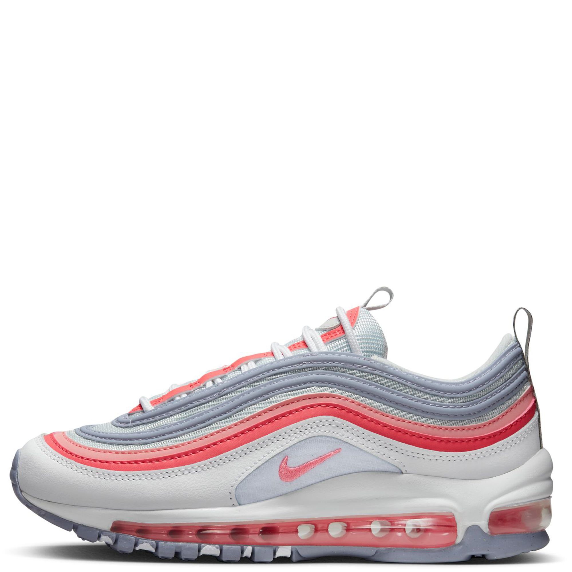 NIKE Grade School Air Max 97 WHITE/CORAL CHALK-PHOTON DUST-INDIGO