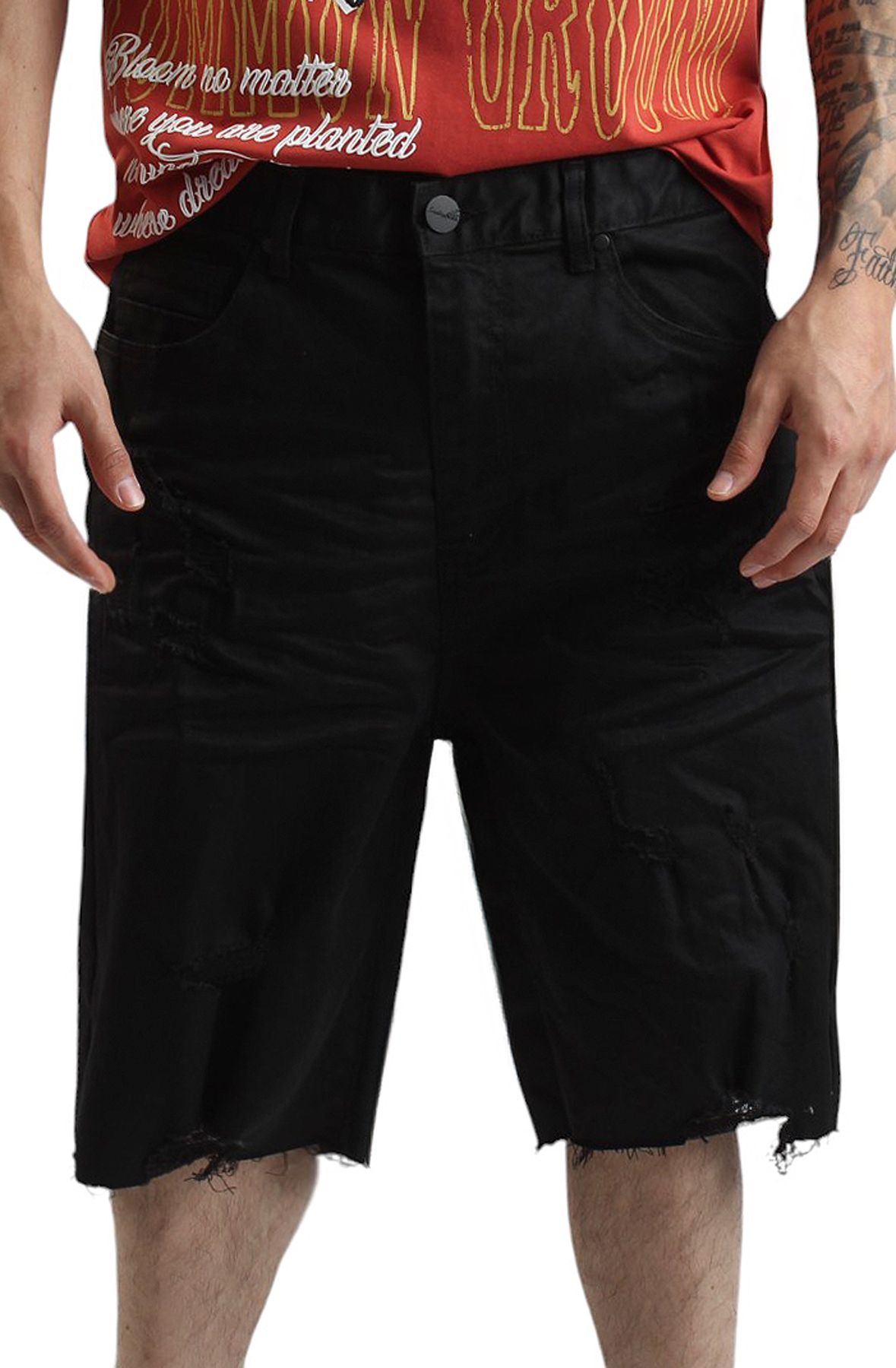 SMOKE RISE Essential V2 Denim Short JS25208SK-BLK - Shiekh