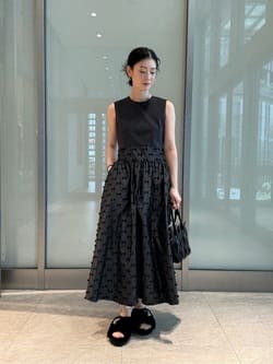 リボン カットジャガード コンビ ワンピース ‐ウォッシャブル‐