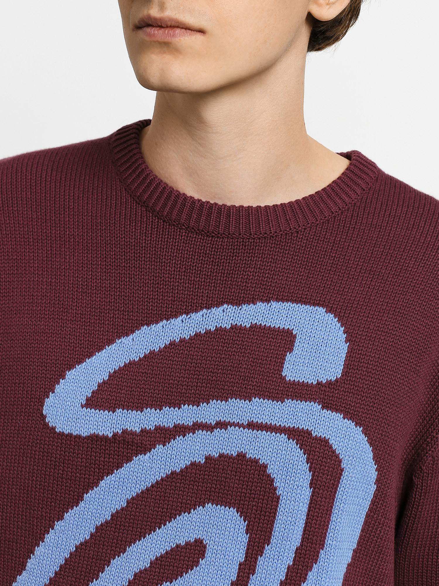 Stussy Curly S Sweater - burgundy (burgundy)