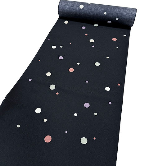 正絹小紋反物 黒地にカラフル水玉 | きもの | くすかみ呉服店