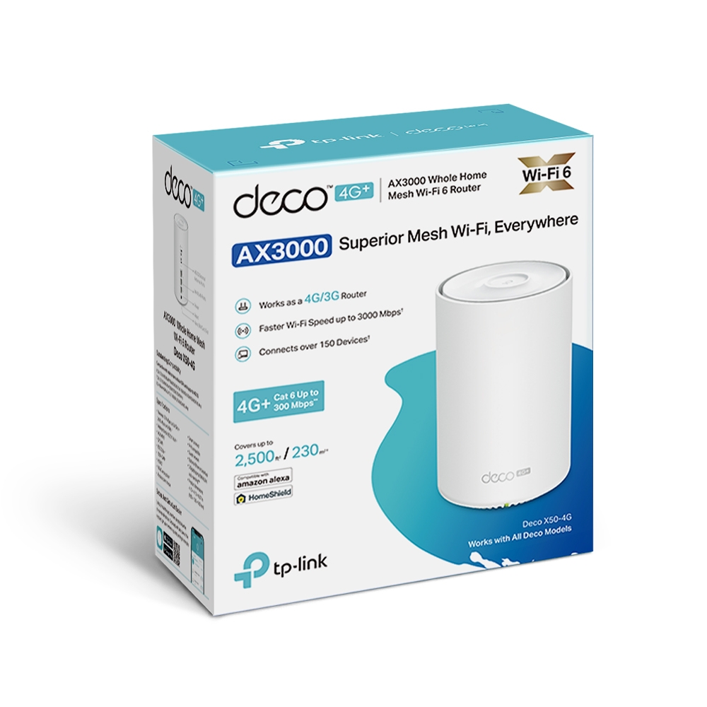 Deco X50-4G | 4G+ AX3000 Whole Home Mesh WiFi 6 Gateway