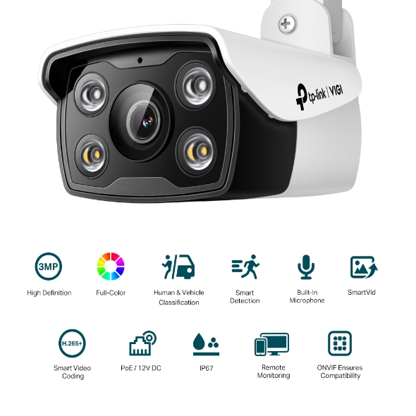 VIGI C330 | VIGI 3MP Outdoor Full-Color Bullet Network Camera | TP