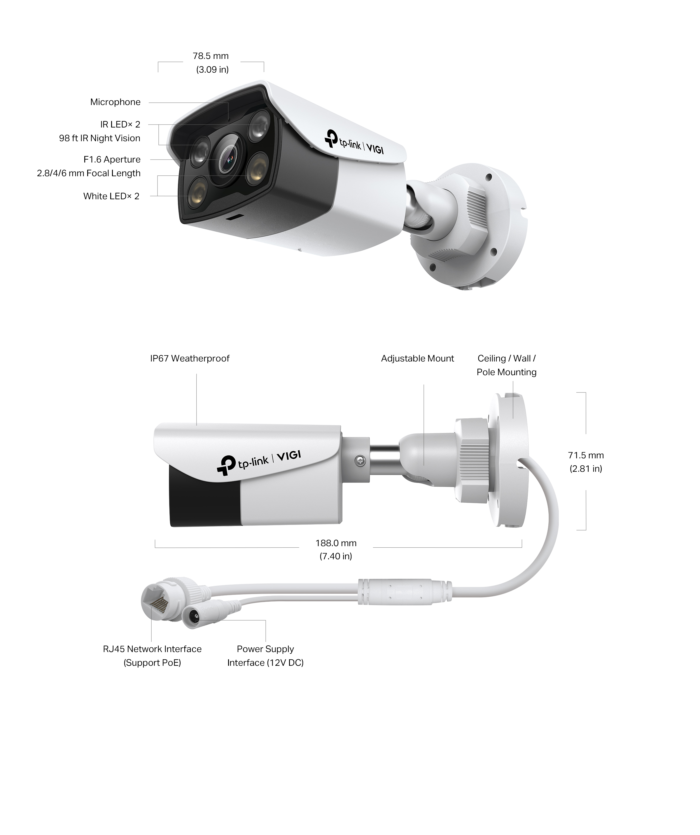 VIGI C330 | VIGI 3MP Outdoor Full-Color Bullet Network Camera | TP