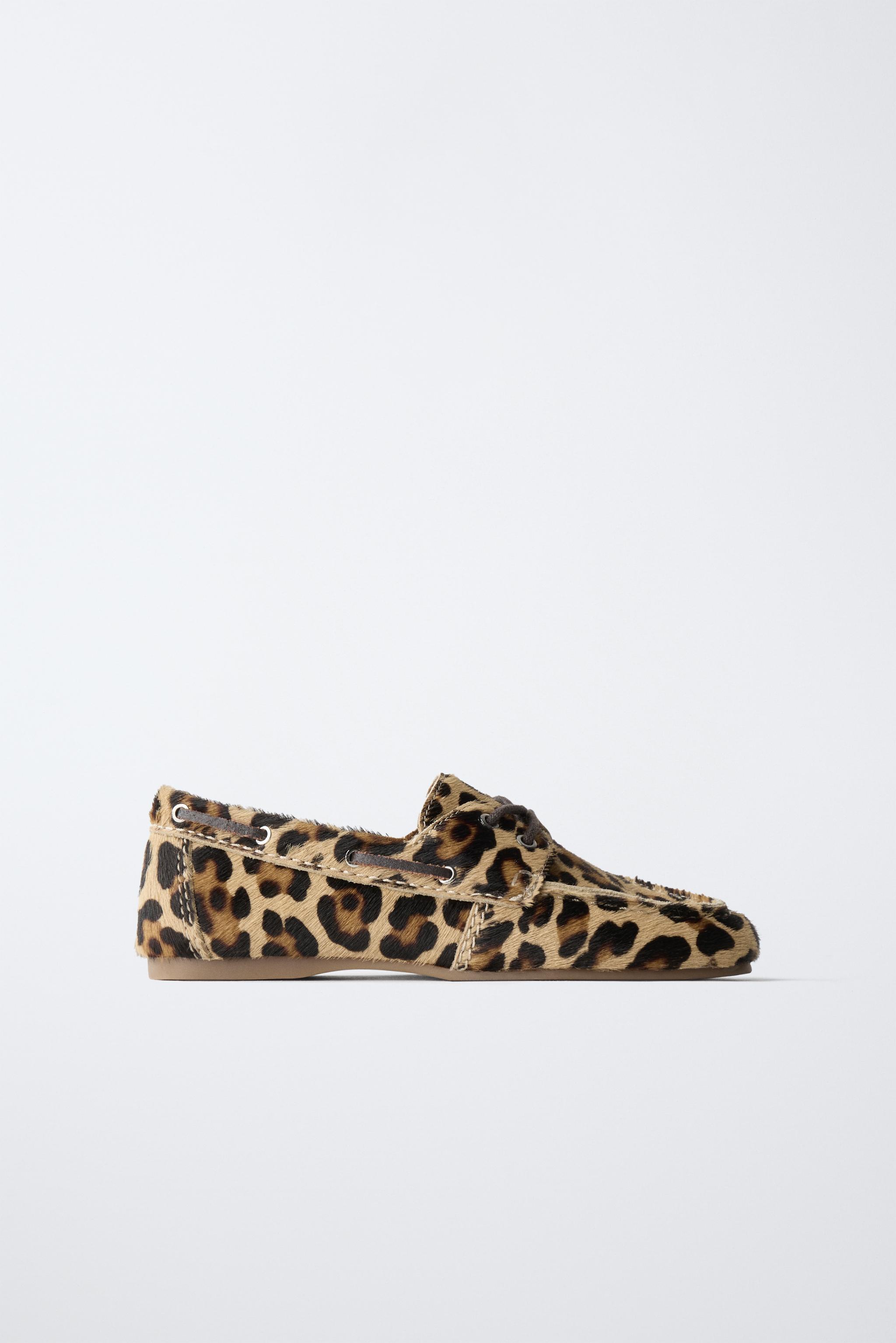 レオパードレザーデッキシューズ - ブラウン | ZARA Japan / 日本