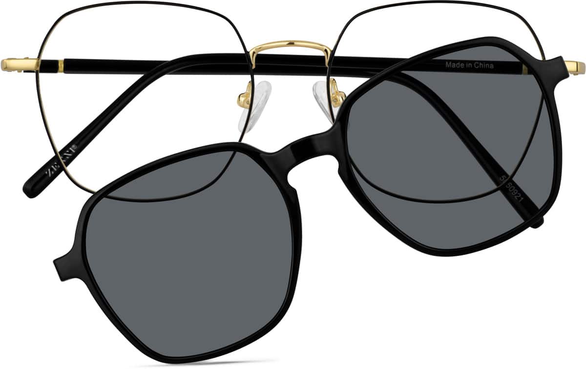 Black Geometric Magnetic Snap-On Set #5860921 | Zenni Optical