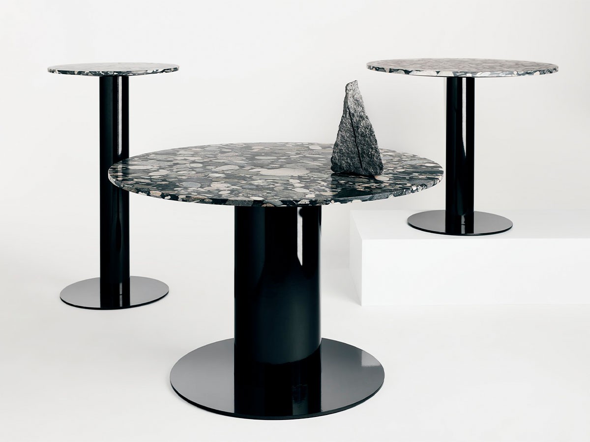 Tom Dixon. Tube Wide Base Black + Pebble Marble Top Round 1200