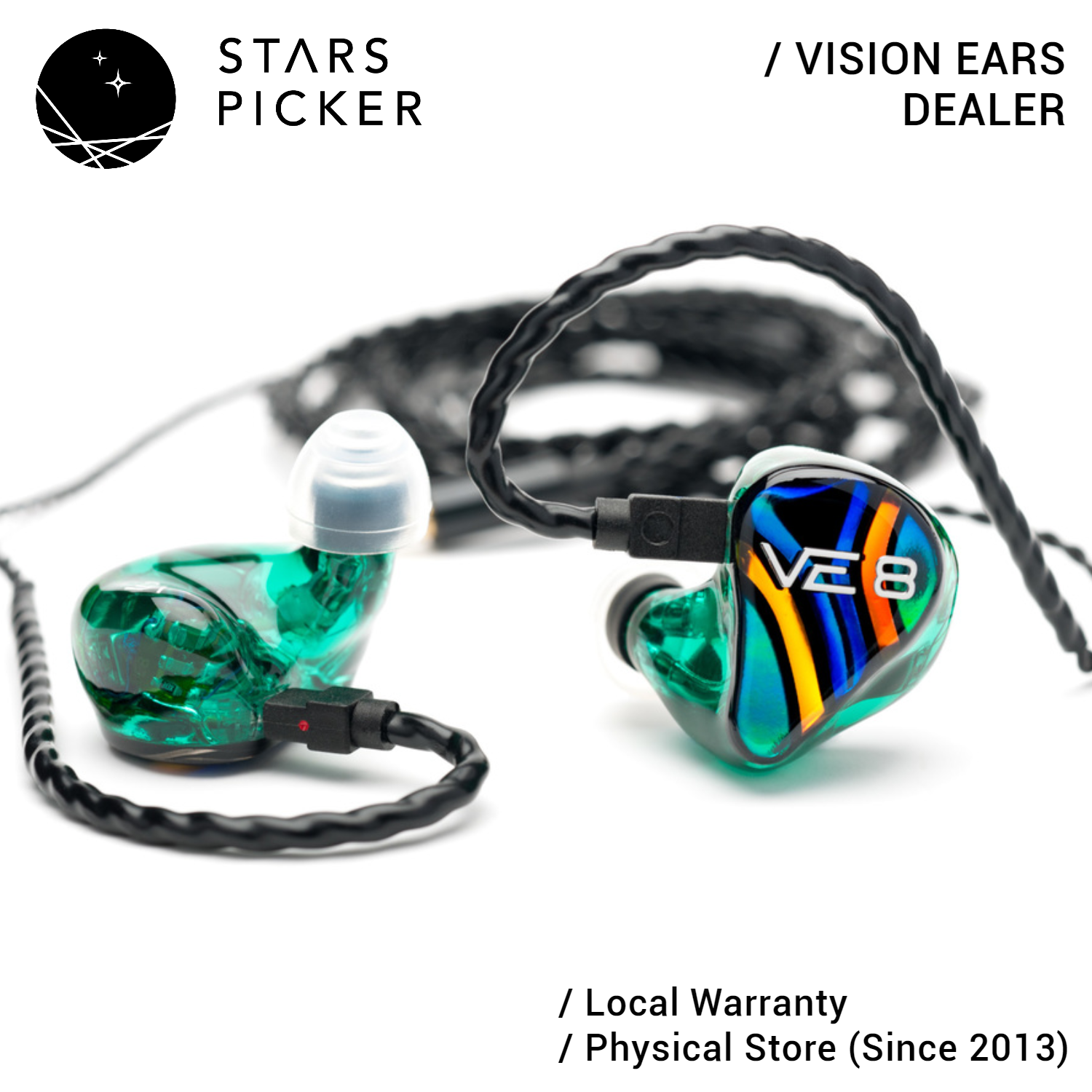 Vision Ears VE8 - 3-way System with 8 Drivers (8BA) Custom CIEM / Univ