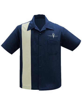 Shop V8 Classic Bowling Shirt in Navy/Sage | Steady Clothing