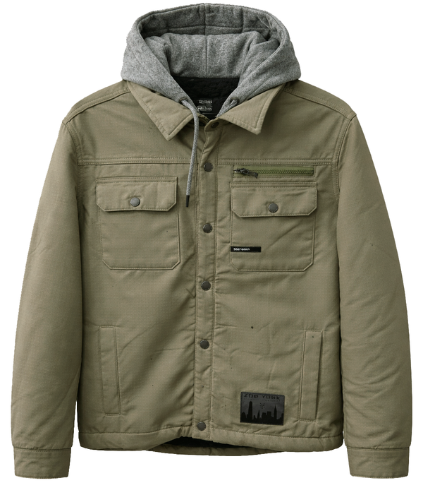 ZOO YORK HEAVYWEIGHT HOODIE JACKET OLIVE - ZY33O76