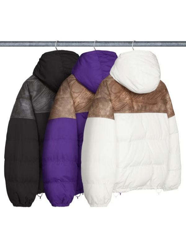 Supreme Leather Yoke Puffer Jacket
