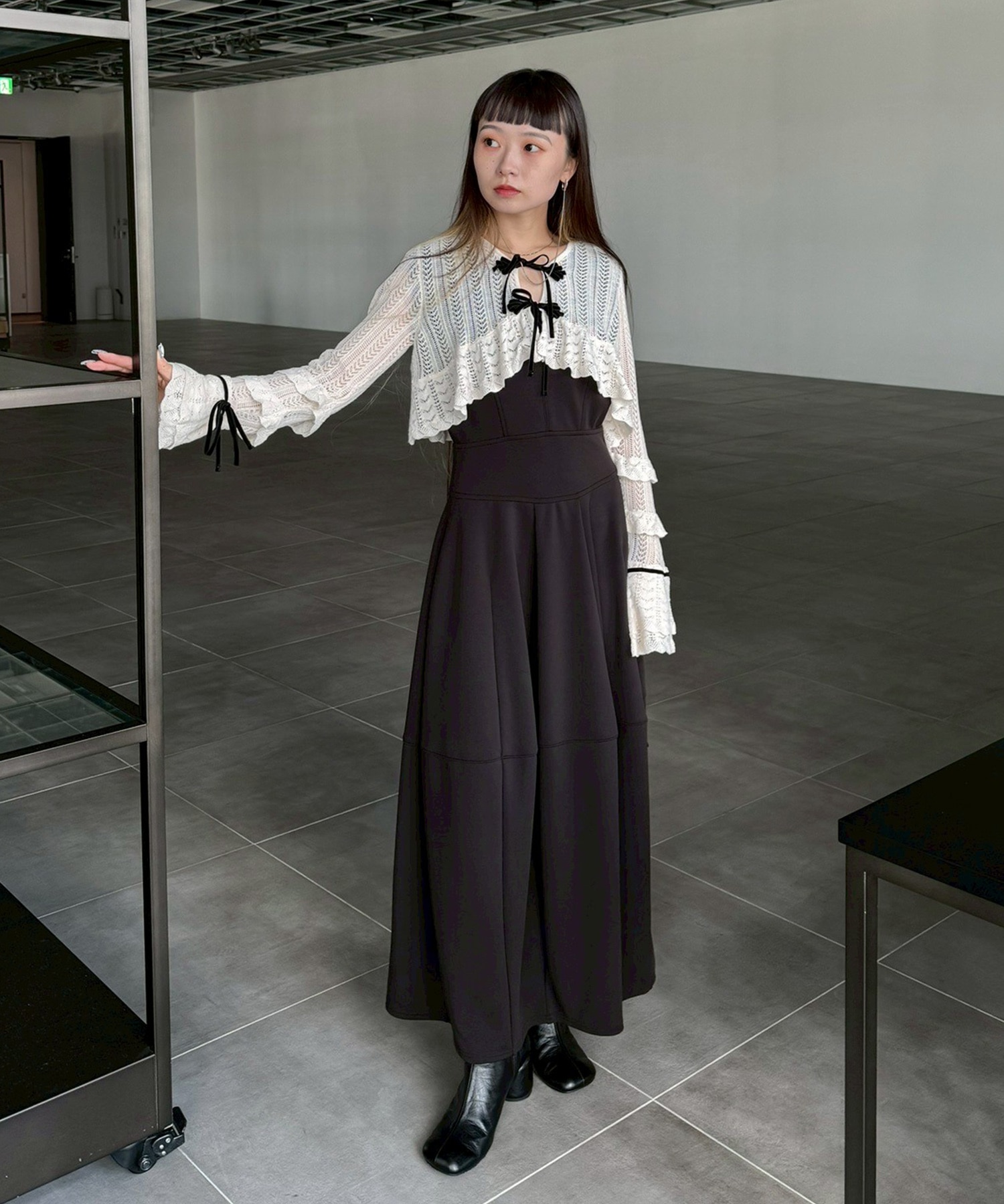 double ribbon knit cardigan(FREE IVORY): tanakadaisuke: WOMENS