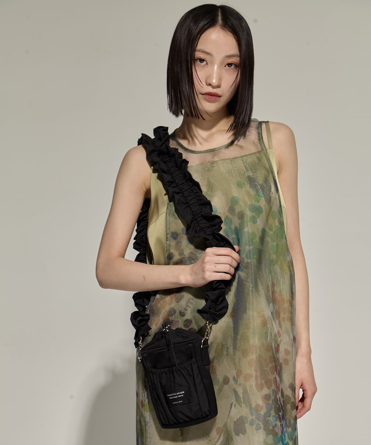 別注ギャザーショルダーバッグ(FREE BLACK): beautiful people: WOMENS