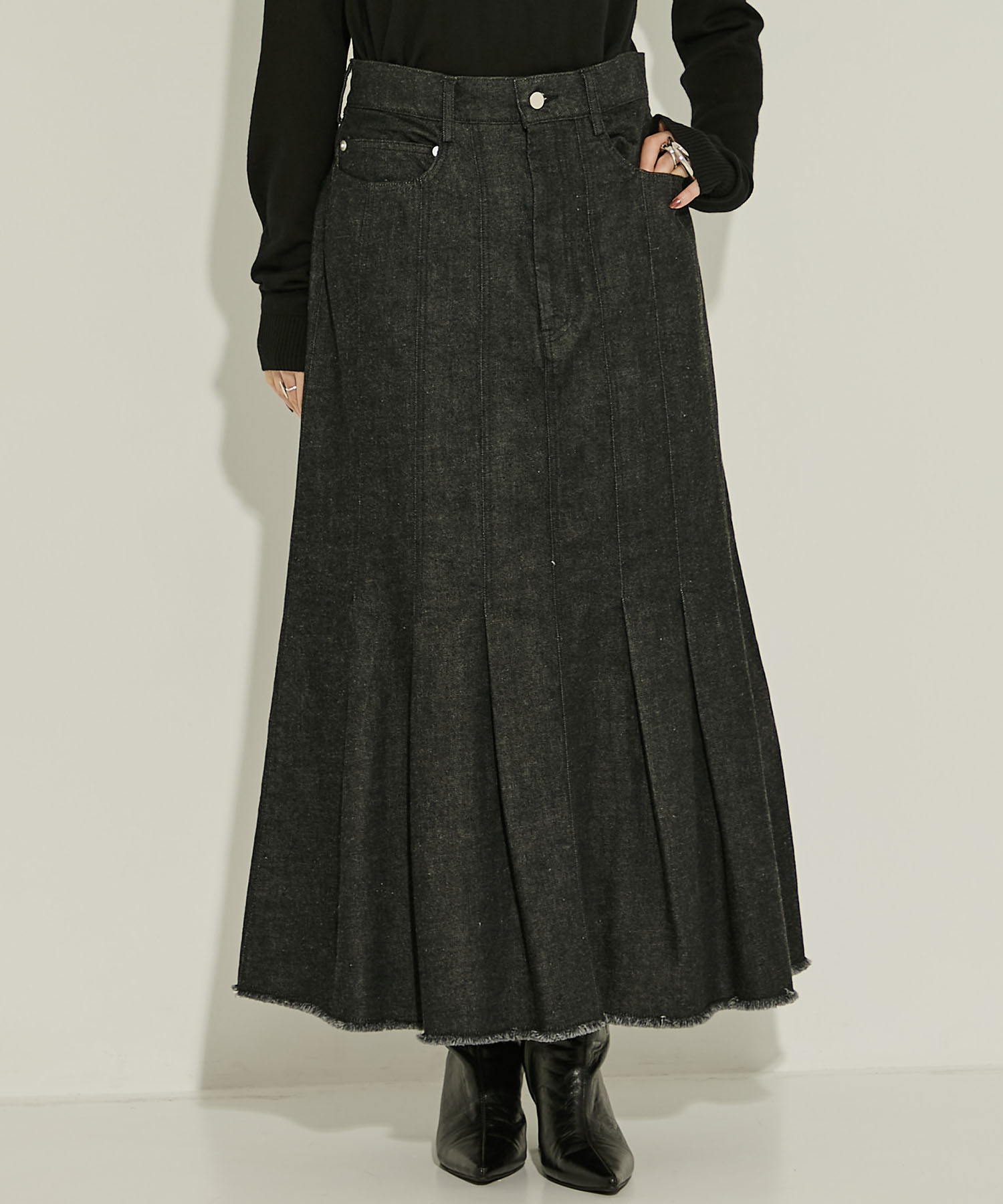 WAO-FSK46-2007(デニムマーメイドスカート）(36 BLACK): AKANE