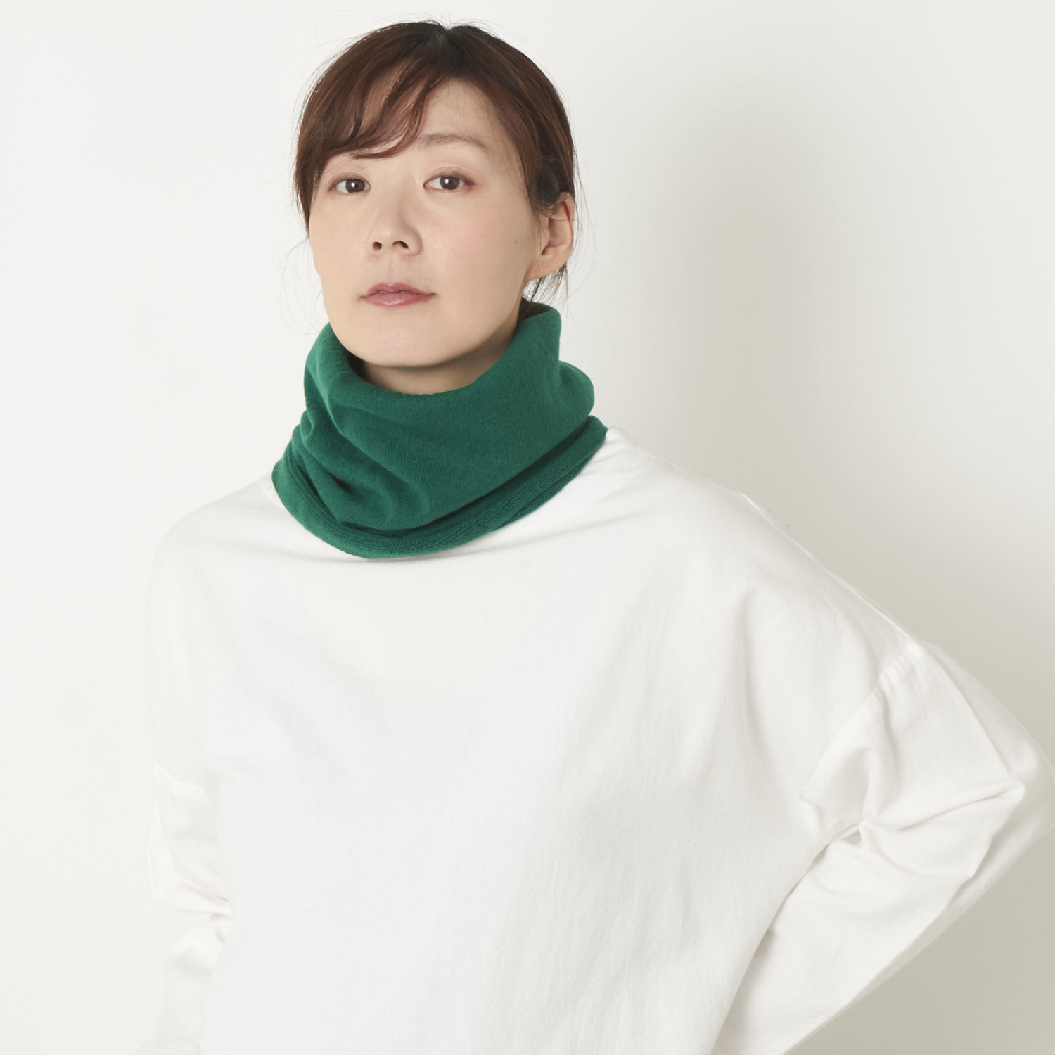 新聞掲載商品】el alto/カシミヤ100%リブスヌード -くたっとせずに首に