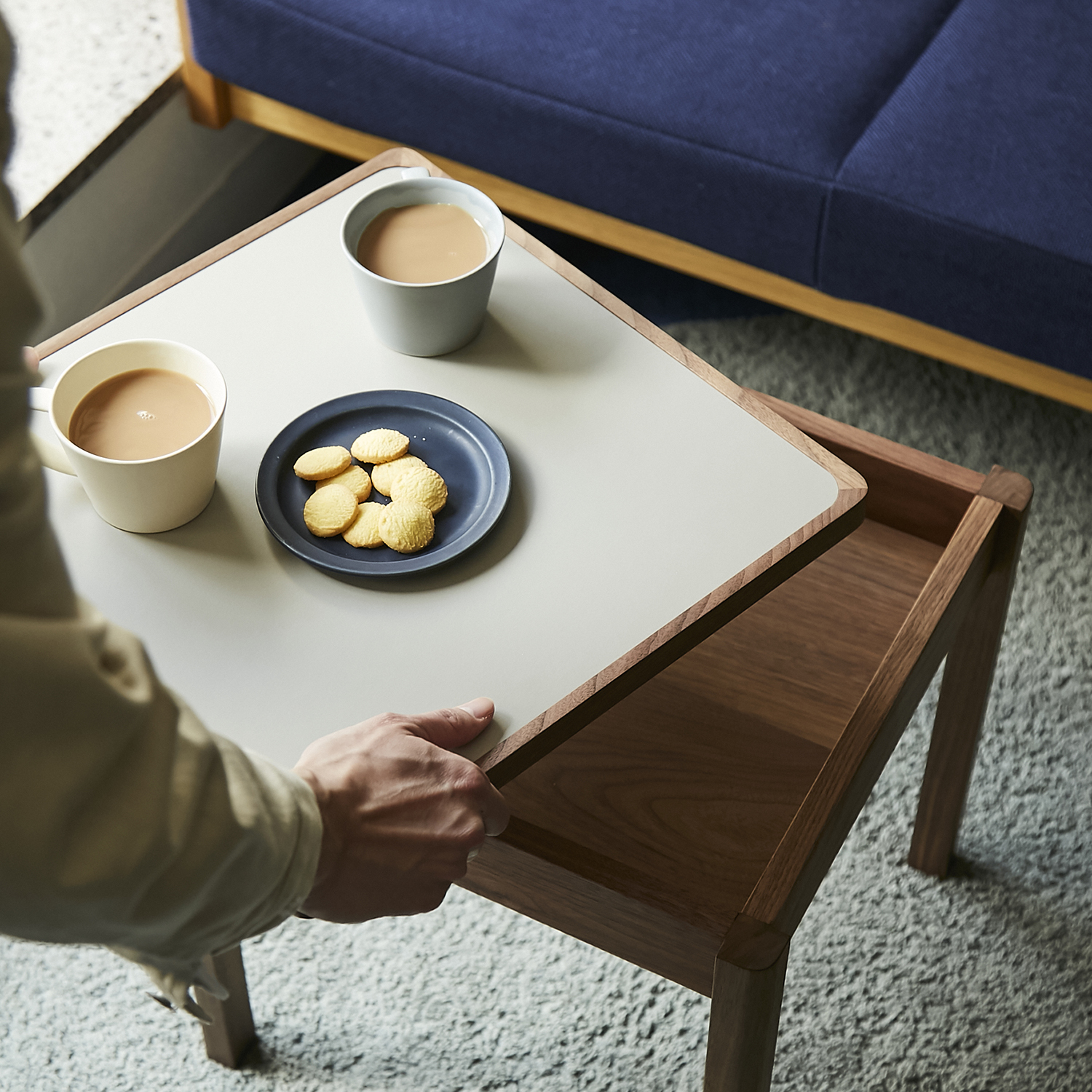 立野木材工芸/はたらくサイドテーブル シングル ウォールナット -天板